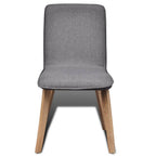 Sillas de comedor 6 uds tela gris y madera maciza de roble