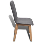 Sillas de comedor 6 uds tela gris y madera maciza de roble