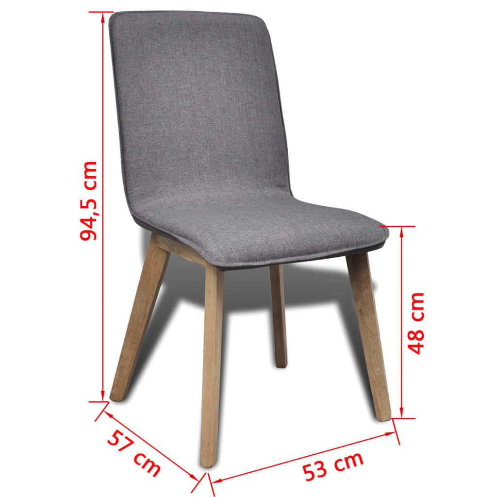 Sillas de comedor 6 uds tela gris y madera maciza de roble