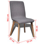Sillas de comedor 6 uds tela gris y madera maciza de roble