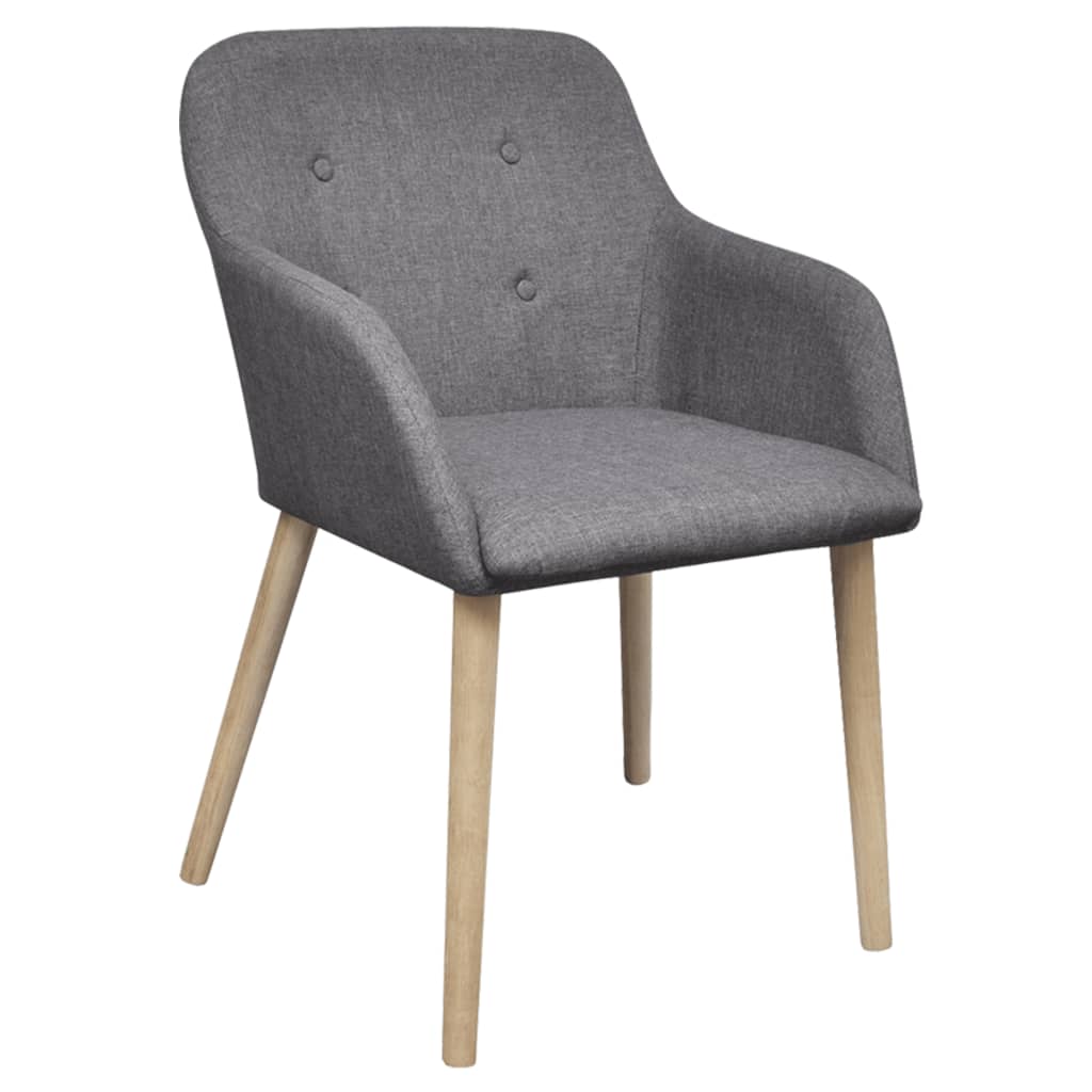 Sillas de comedor 4 uds tela gris claro y madera maciza roble