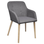 Sillas de comedor 4 uds tela gris claro y madera maciza roble