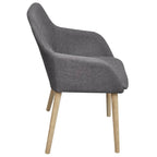 Sillas de comedor 4 uds tela gris claro y madera maciza roble