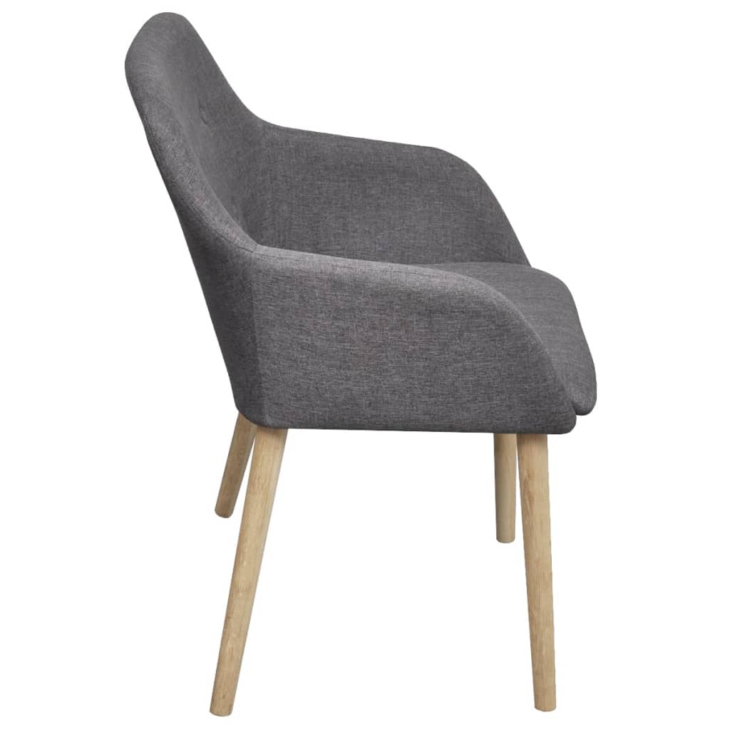 Sillas de comedor 4 uds tela gris claro y madera maciza roble