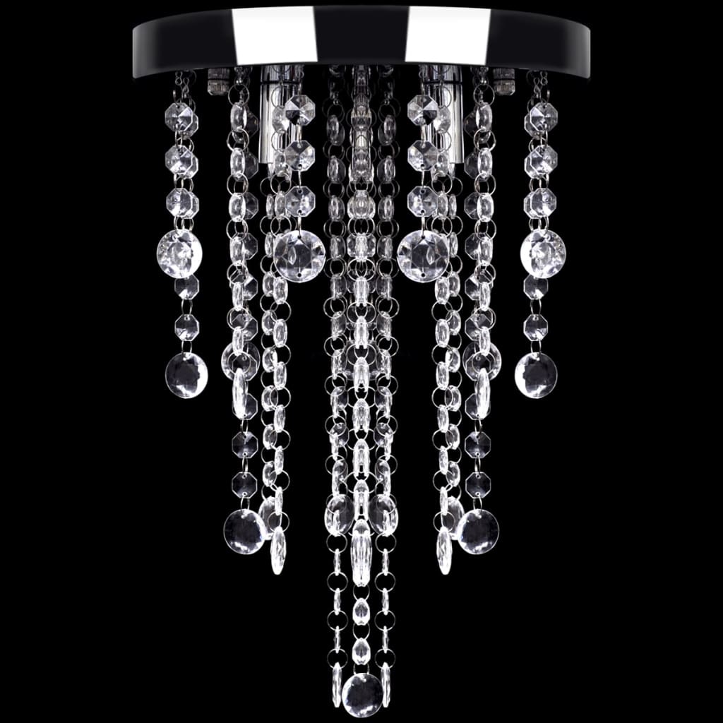 Lámpara blanca colgante de metal con adornos de cristal