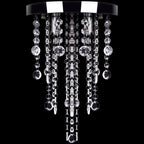 Lámpara blanca colgante de metal con adornos de cristal