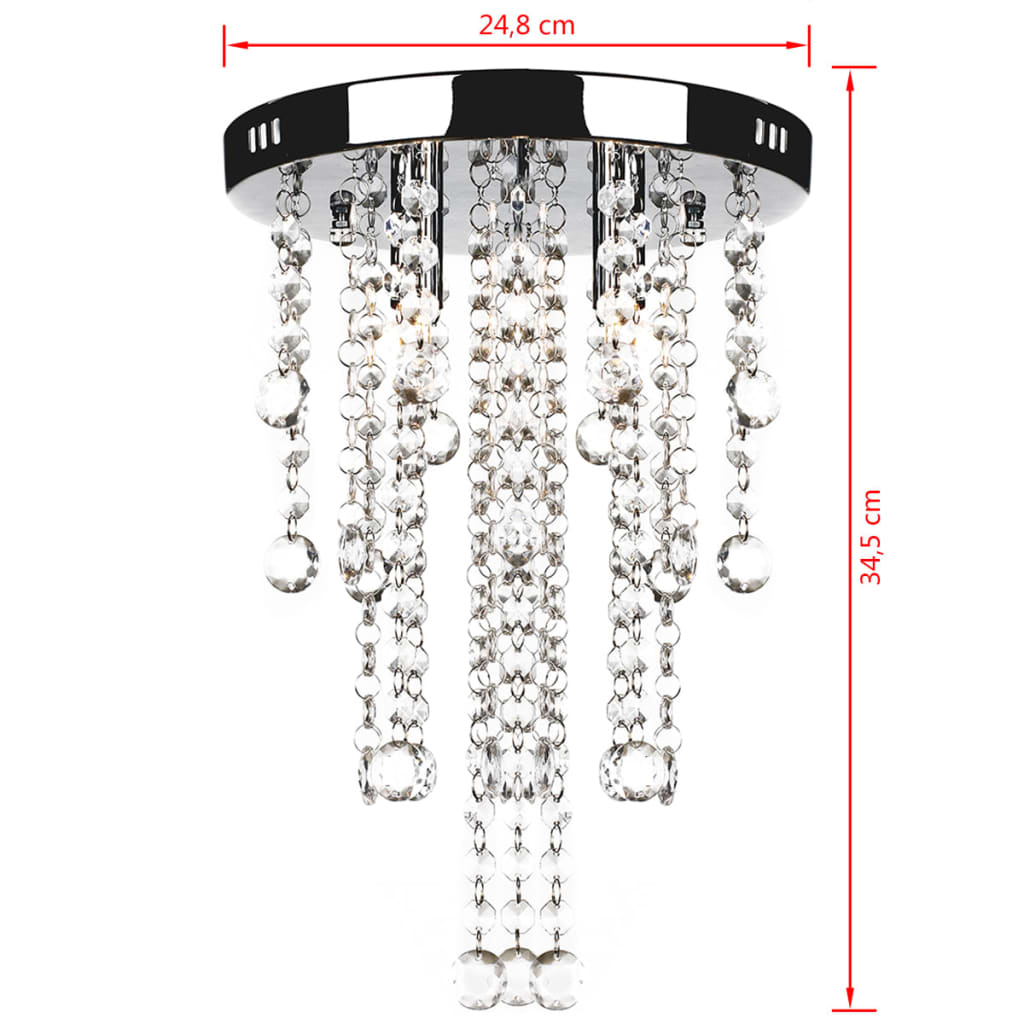 Lámpara blanca colgante de metal con adornos de cristal