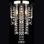Lámpara blanca colgante de metal con adornos de cristal