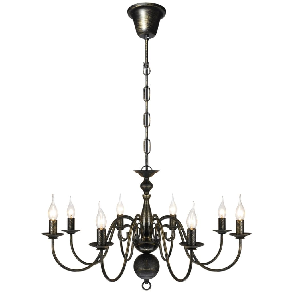 Antique white metal chandelier 8 E14 bulbs