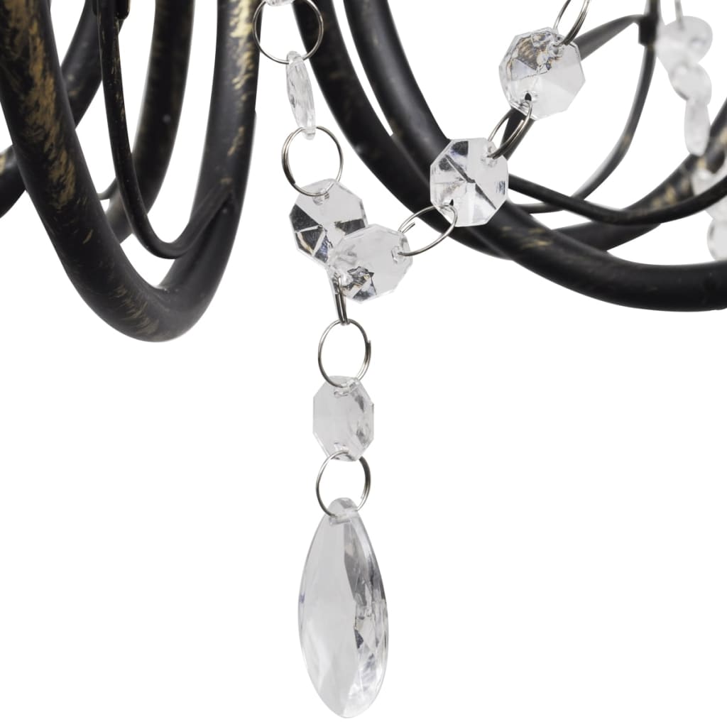 Lámpara de araña, candelabro negro estilo Art Nouveau, 3 x E14