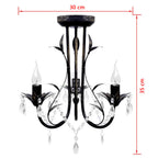 Lámpara de araña, candelabro negro estilo Art Nouveau, 3 x E14