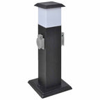 Columna con enchufes de jardín con lámpara acero inoxidable