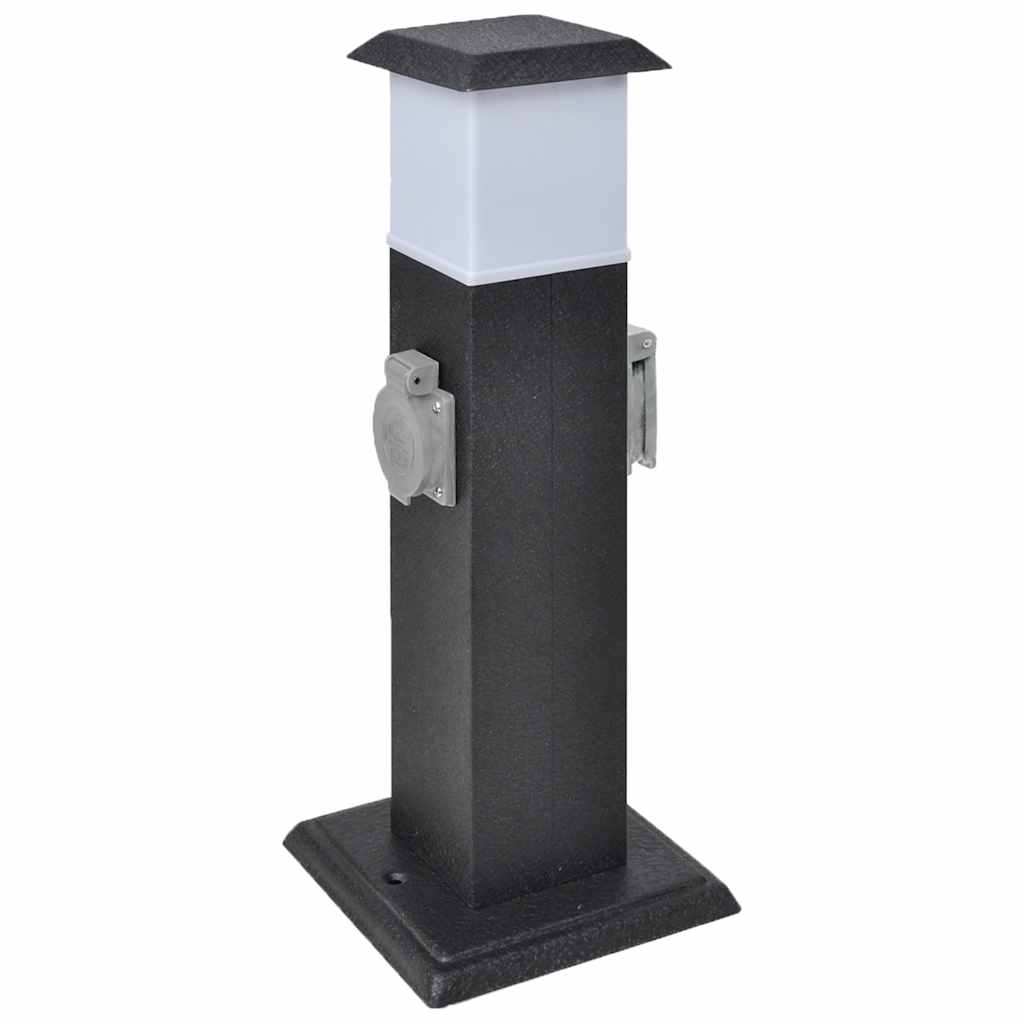 Columna con enchufes de jardín con lámpara acero inoxidable