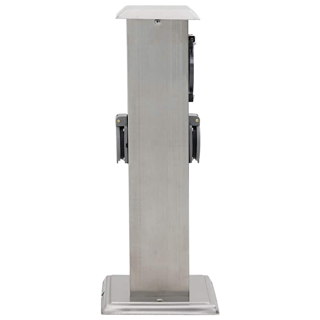 Columna de acero inoxidable con enchufe y temporizador para el jardín