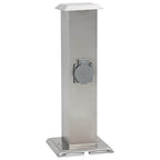 Columna de acero inoxidable con enchufe y temporizador para el jardín