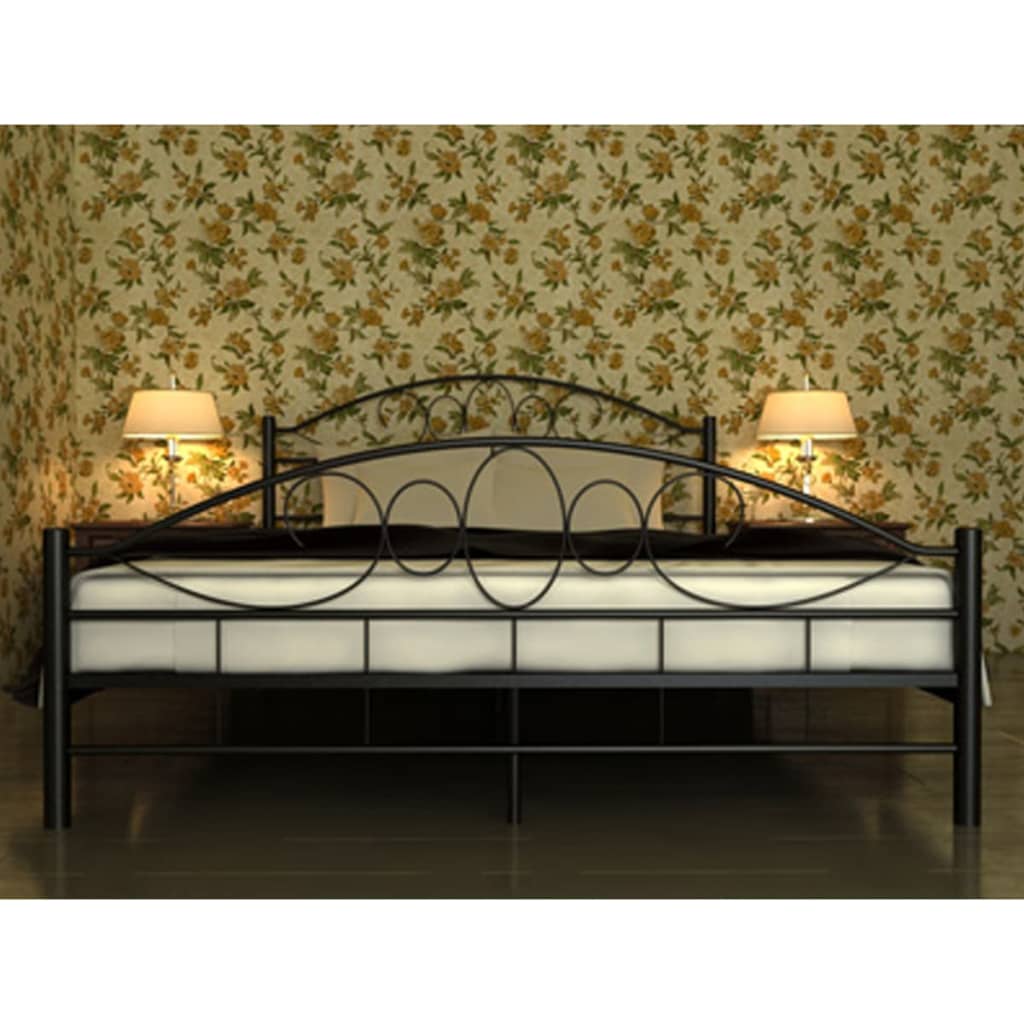 Cama de metal negro con colchón 180x200 cm