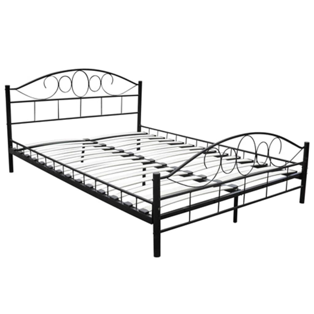 Cama de metal negro con colchón 180x200 cm