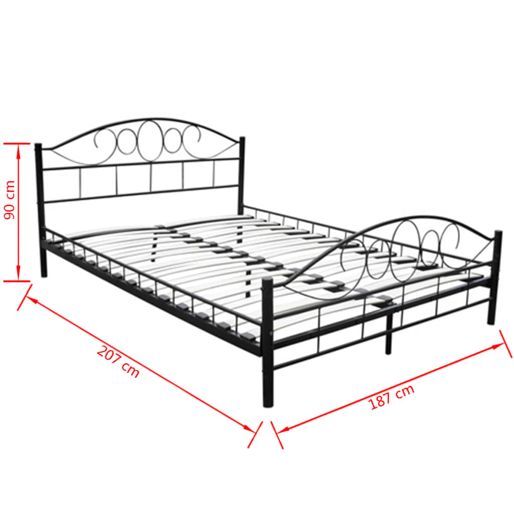 Cama de metal negro con colchón 180x200 cm