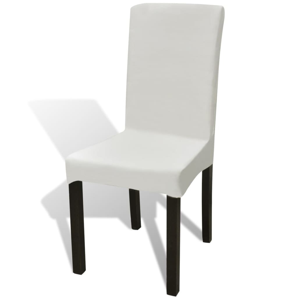 Funda de silla elástica recta 4 unidades blanca