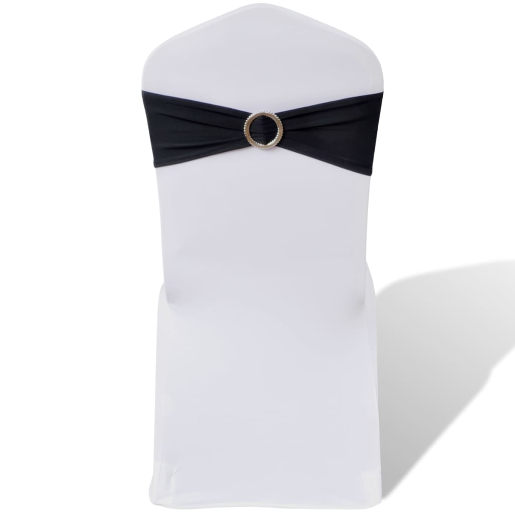 Laço decorativo elástico para cadeiras com fivela 25 unidades Branco