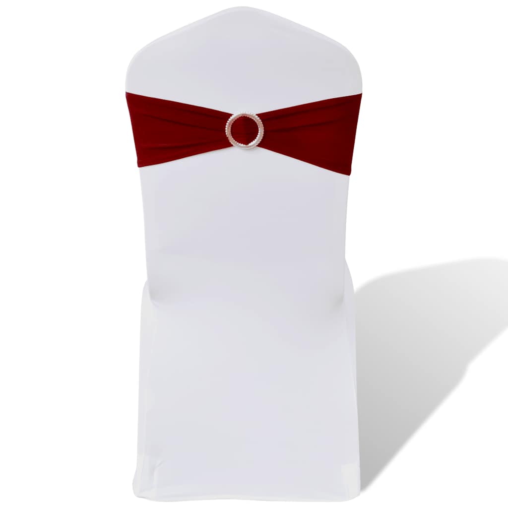 Laço decorativo elástico para cadeiras com fivela 25 unidades Branco