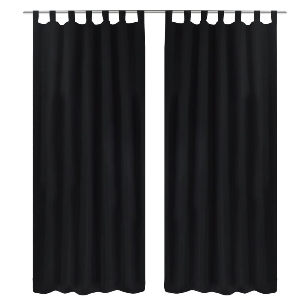 2 cortinas blancas micro-satinadas con trabillas, 140 x 175 cm