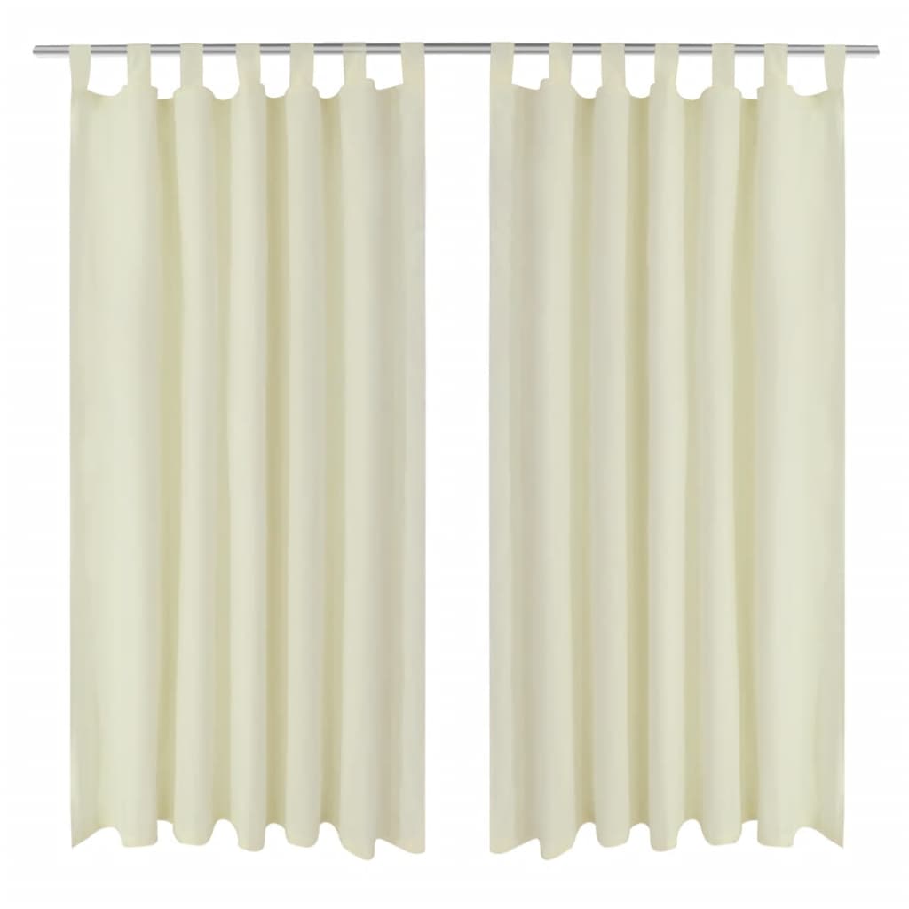 2 cortinas blancas micro-satinadas con trabillas, 140 x 175 cm