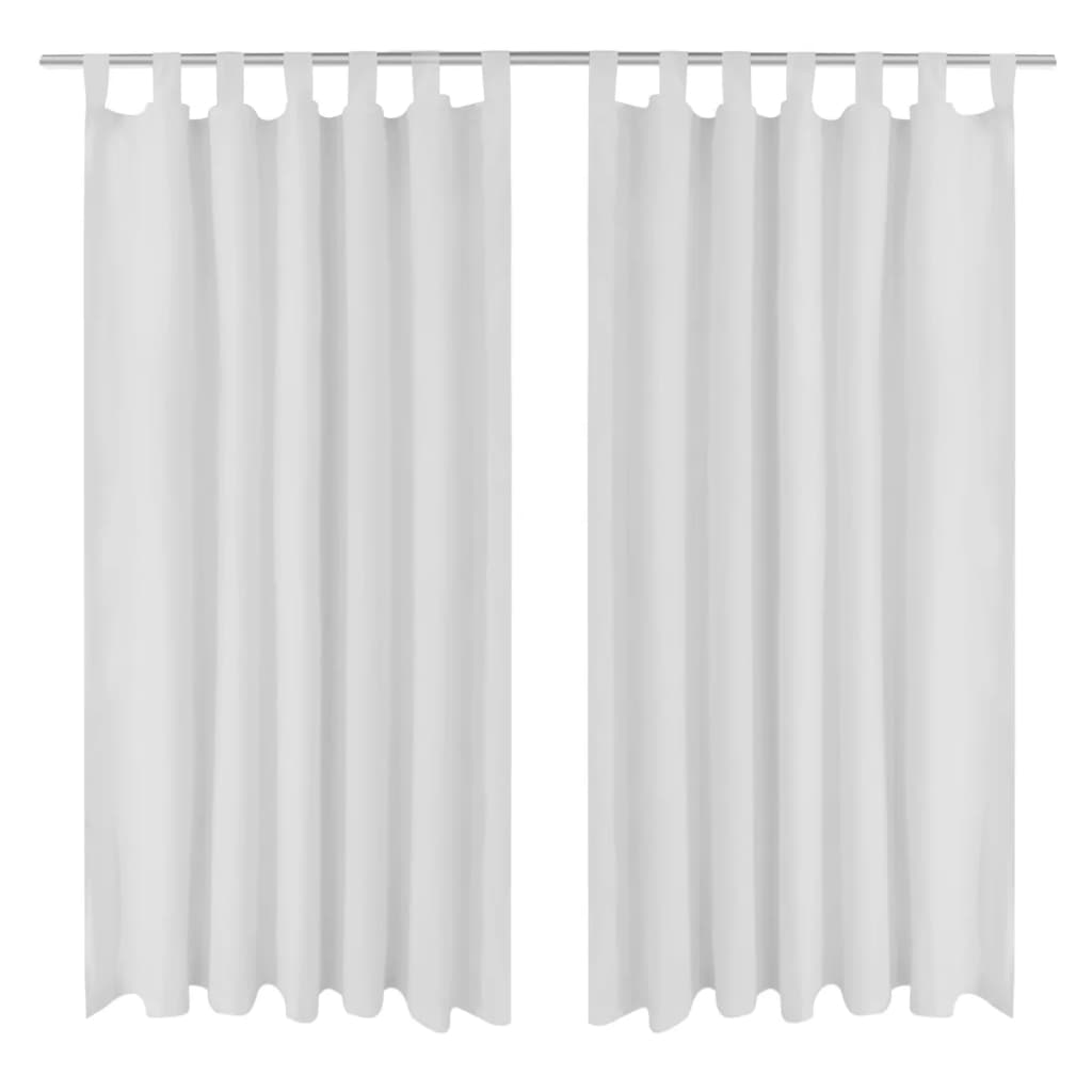 2 cortinas blancas micro-satinadas con trabillas, 140 x 175 cm