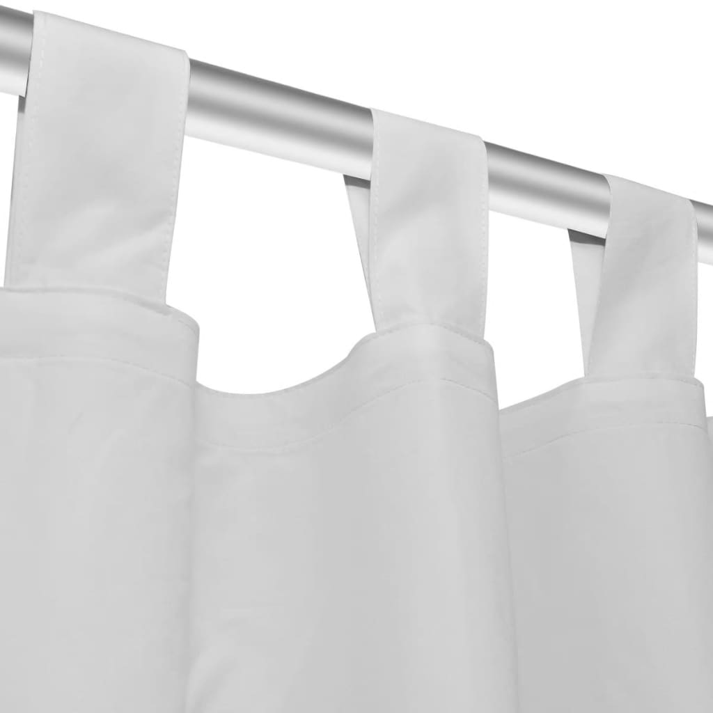 2 cortinas blancas micro-satinadas con trabillas, 140 x 175 cm