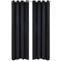 2 cortinas grises oscuras con anillas metálicas, blackout 135 x 245 cm