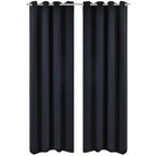 2 cortinas grises oscuras con anillas metálicas, blackout 135 x 245 cm
