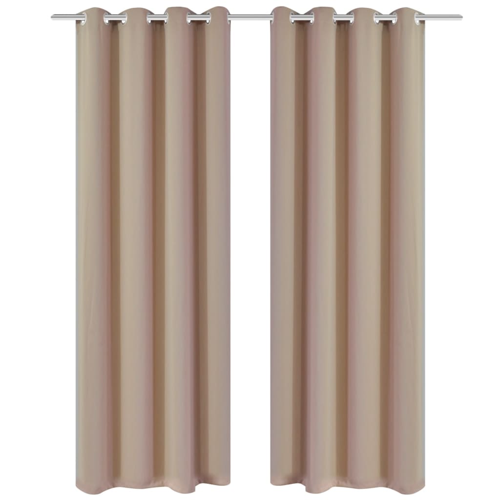 2 cortinas grises oscuras con anillas metálicas, blackout 135 x 245 cm