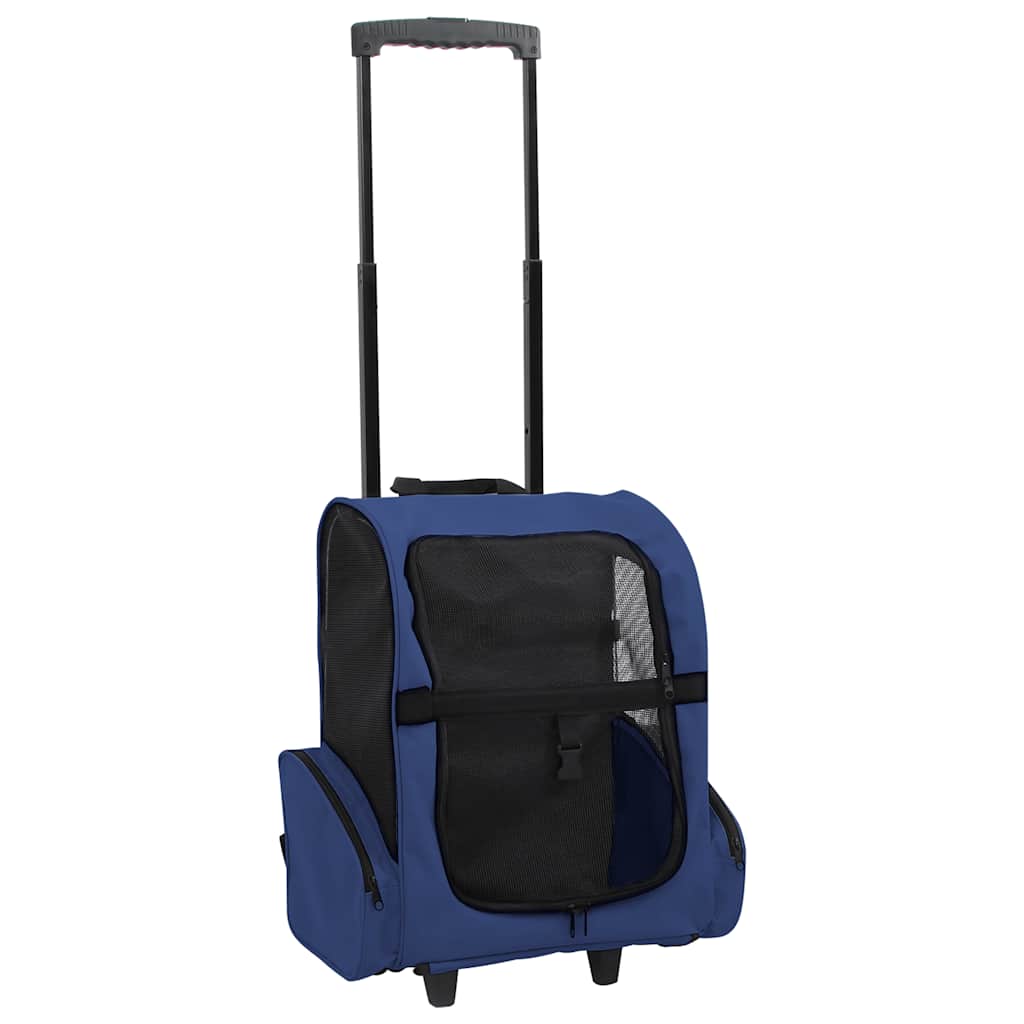 Carro plegable para mascotas multiusos azul