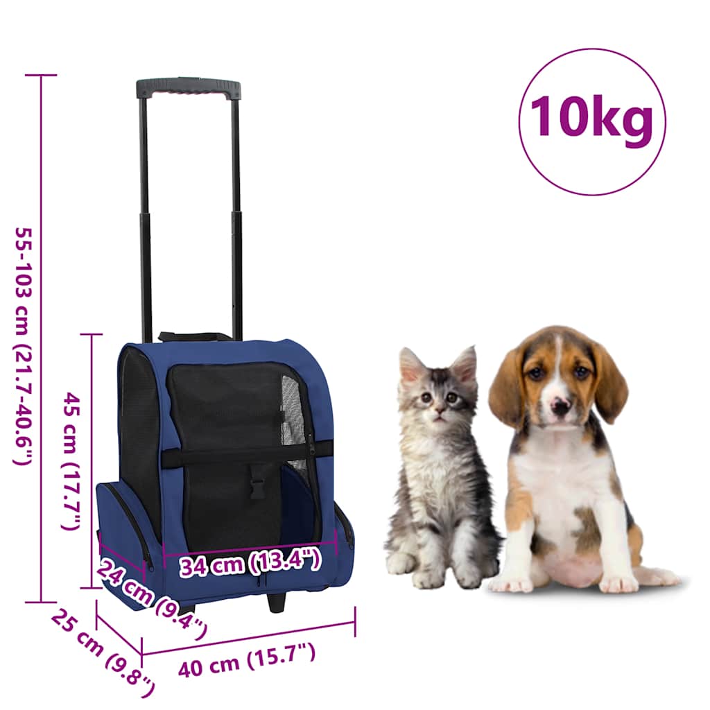 Carro plegable para mascotas multiusos azul