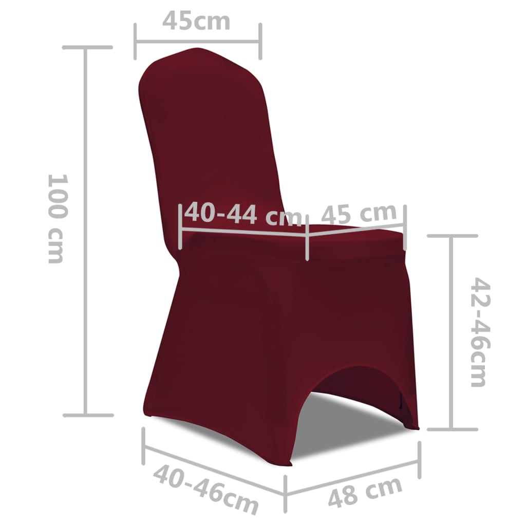 Funda elástica para sillas, 50 piezas, Burdeos