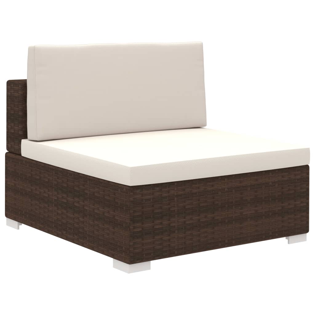 Set muebles de jardín 6 piezas y cojines ratán sintético marrón