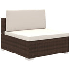 Set muebles de jardín 6 piezas y cojines ratán sintético marrón