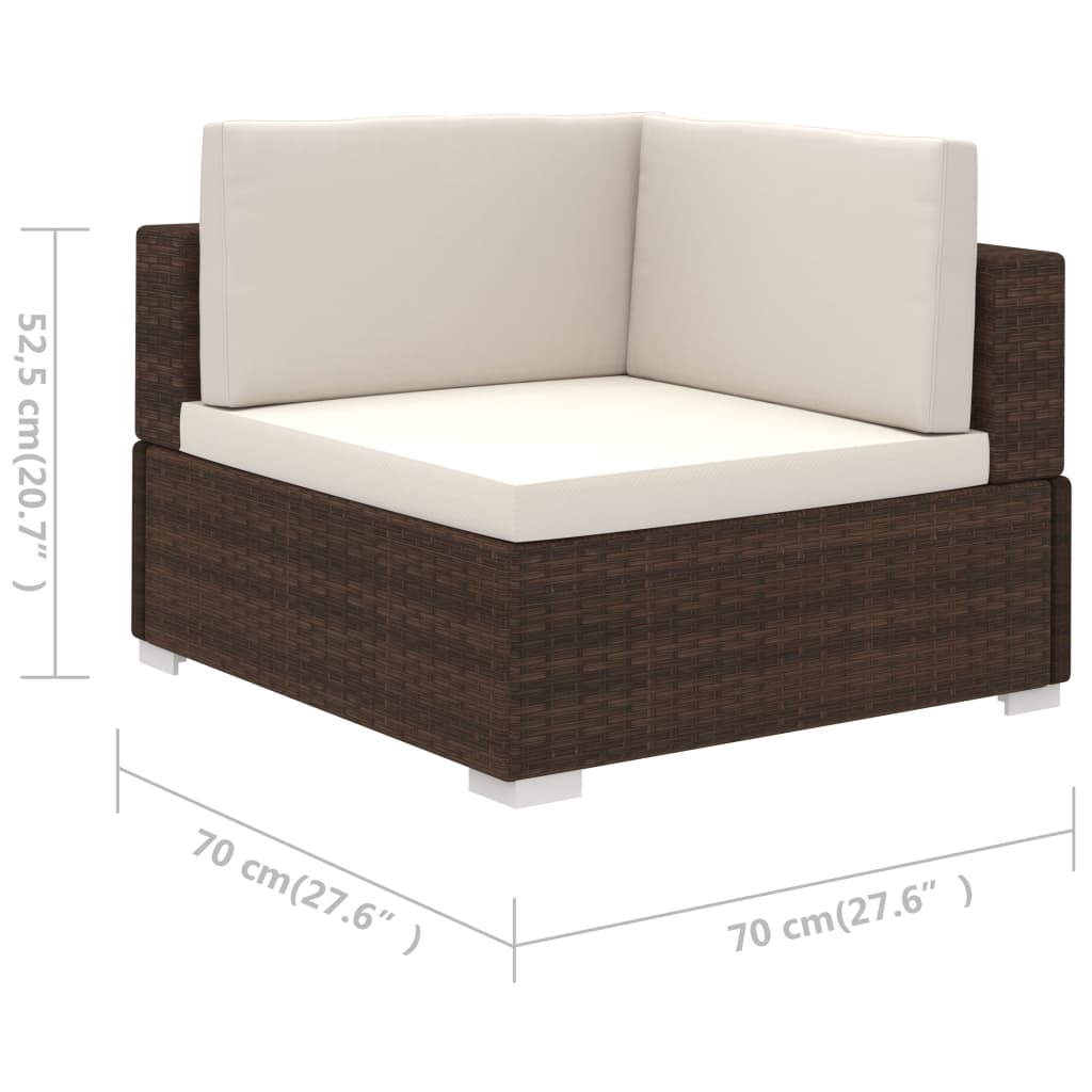 Set muebles de jardín 6 piezas y cojines ratán sintético marrón