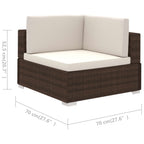 Set muebles de jardín 6 piezas y cojines ratán sintético marrón