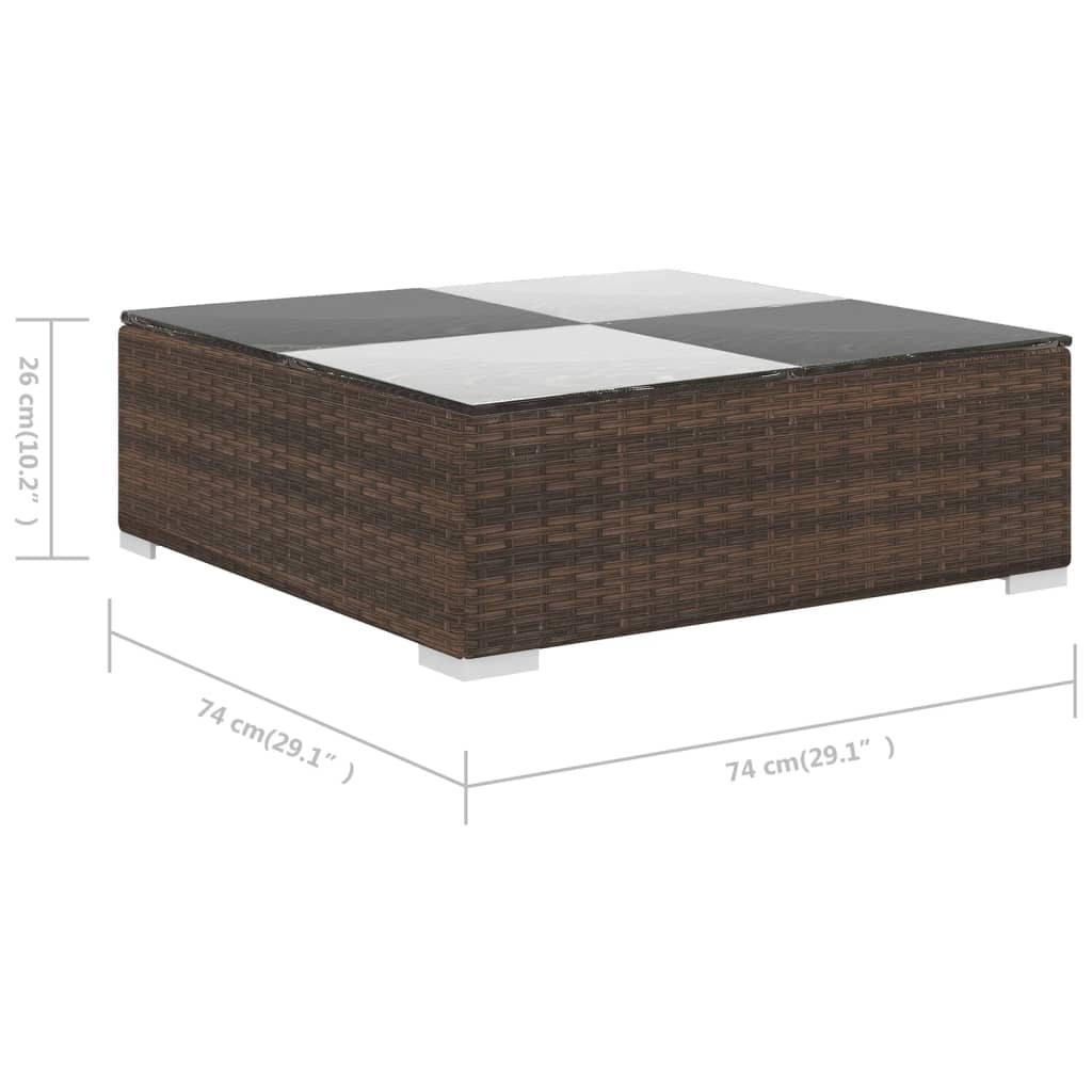 Set muebles de jardín 6 piezas y cojines ratán sintético marrón