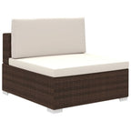 Set muebles de jardín 8 piezas y cojines ratán sintético marrón