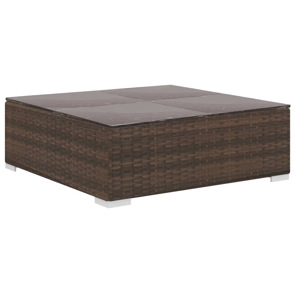 Set muebles de jardín 8 piezas y cojines ratán sintético marrón