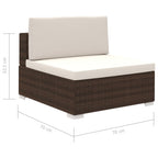 Set muebles de jardín 8 piezas y cojines ratán sintético marrón