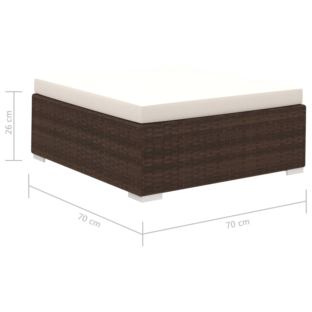 Set muebles de jardín 8 piezas y cojines ratán sintético marrón