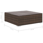 Set muebles de jardín 8 piezas y cojines ratán sintético marrón