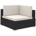 Set muebles de jardín 8 piezas y cojines ratán sintético negro