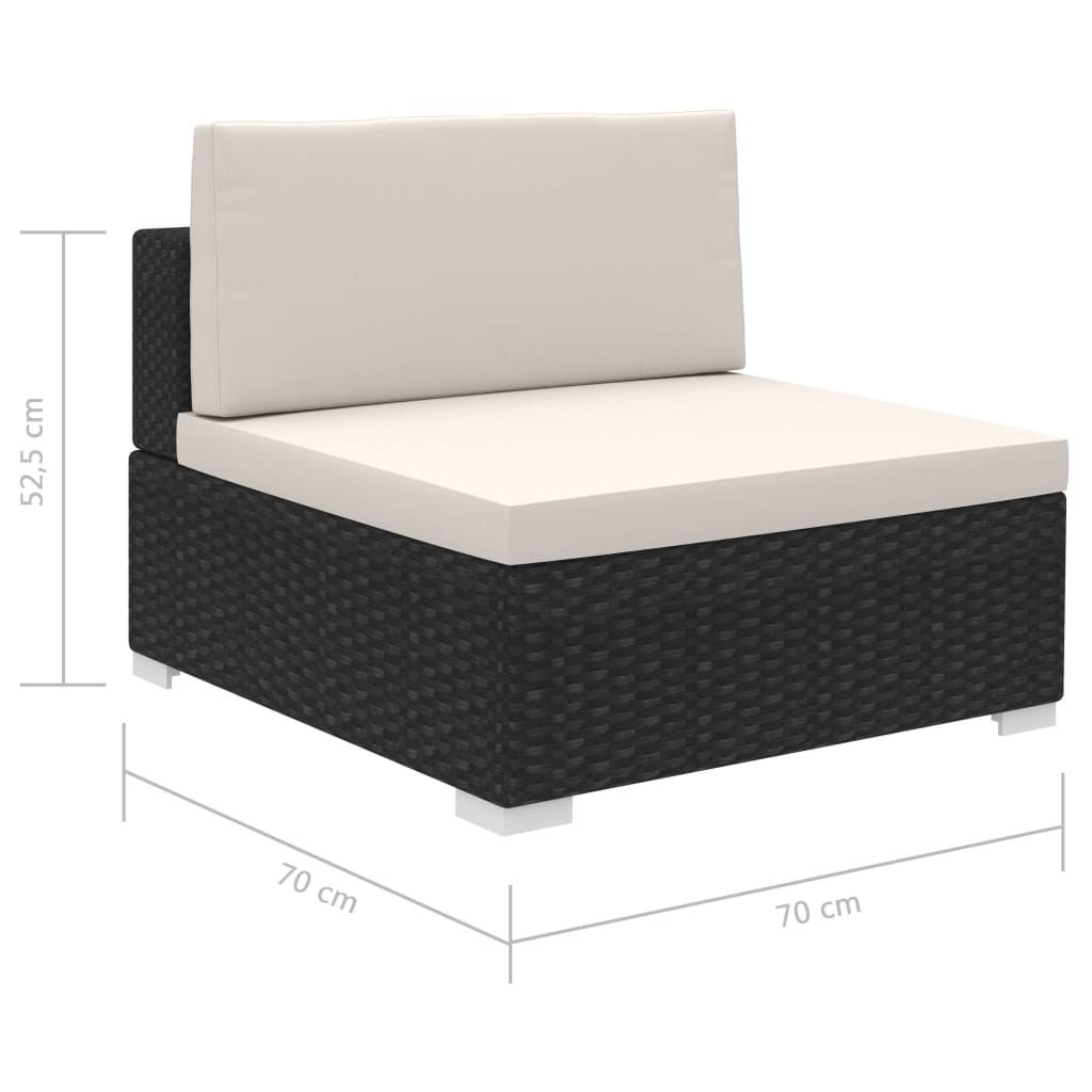 Set muebles de jardín 8 piezas y cojines ratán sintético negro