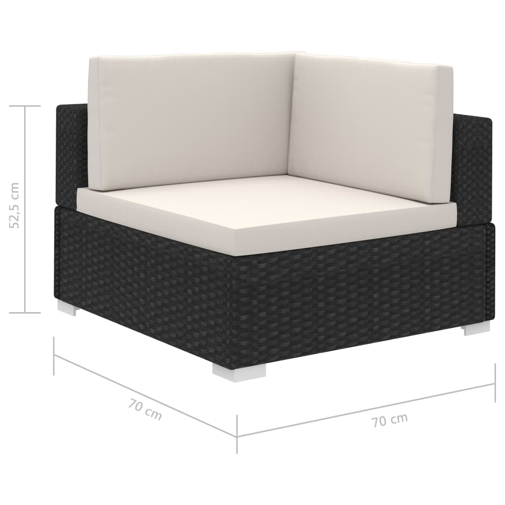 Set muebles de jardín 8 piezas y cojines ratán sintético negro