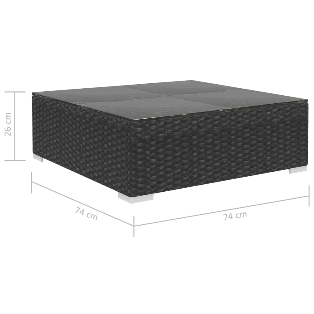 Set muebles de jardín 8 piezas y cojines ratán sintético negro