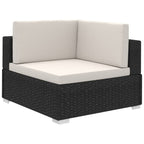 Set muebles de jardín 12 pzas y cojines ratán sintético negro